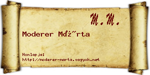 Moderer Márta névjegykártya